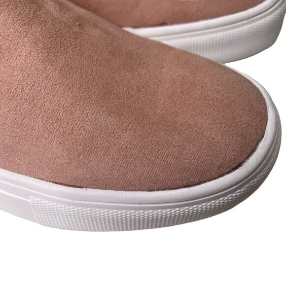 Womens Suede Sneakers Slip On Pink Rose Blush Twin Gore Size 6.5 u Universal Thr - Picture 3 of 8